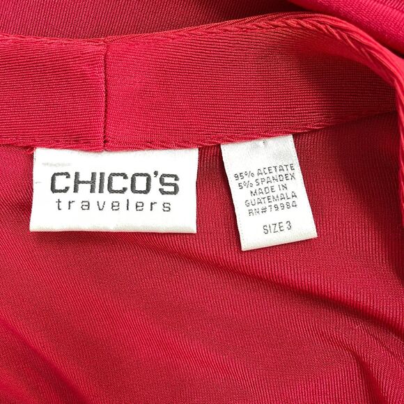 Chico's Travelers Women's Cardigan Top Open-Front 3 X-Large 16 Red 3/4 Sleeves - Picture 8 of 9